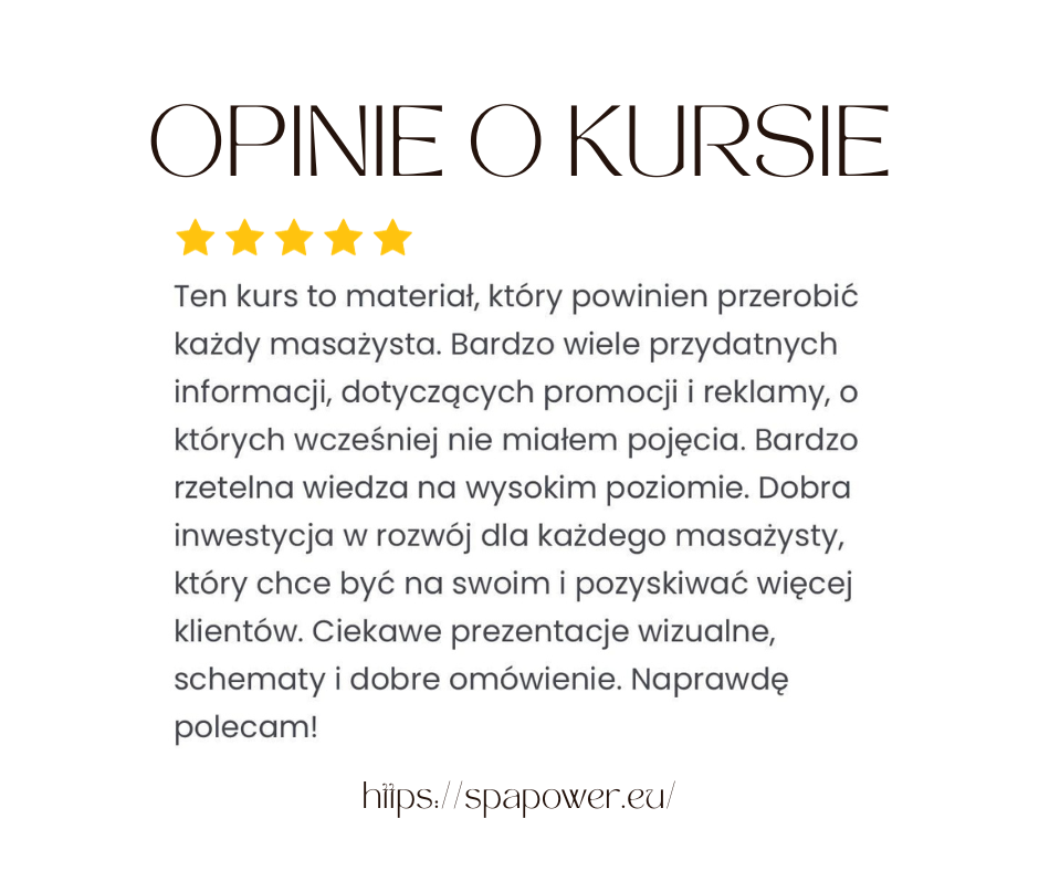 Kurs Online - PERFEKCYJNA OFERTA gabinetu masażu (WIDEO + E-BOOK + CERTYFIKAT)