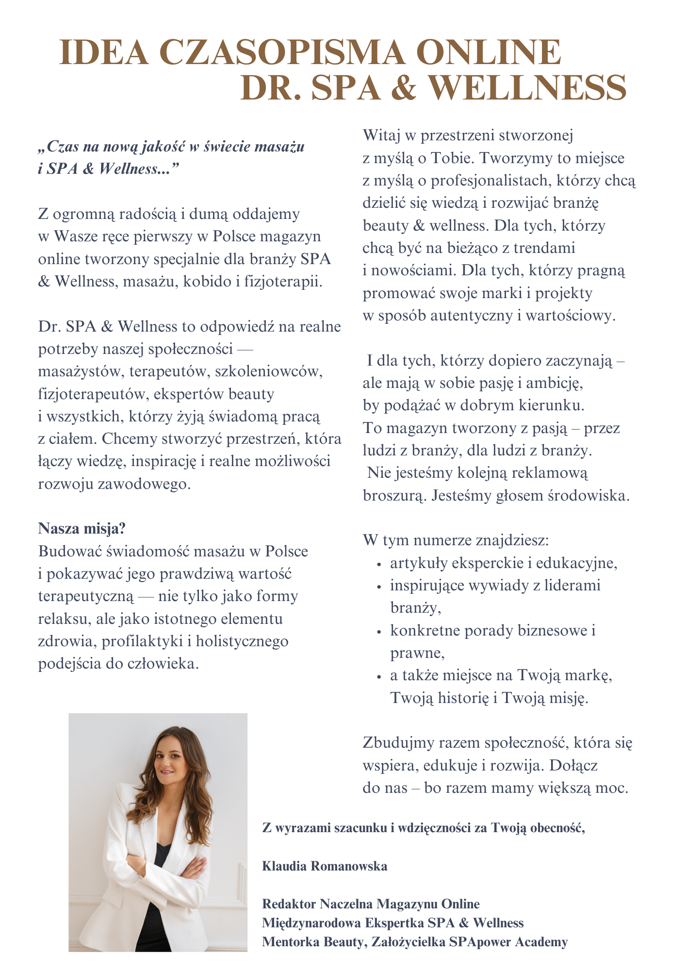 Dr. SPA & Wellness - Magazyn Online | Eksperci SPA | Masaż | SPA & Wellness | Kobido | Fizjoterapia - LIPIEC 2025