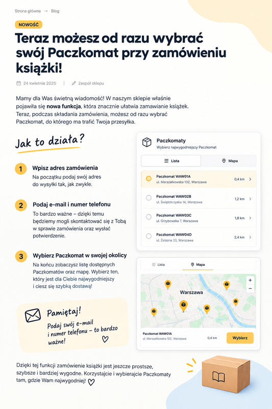 📦 NOWOŚĆ! Wybierz swój Paczkomat przy zamówieniu książki! ❤️