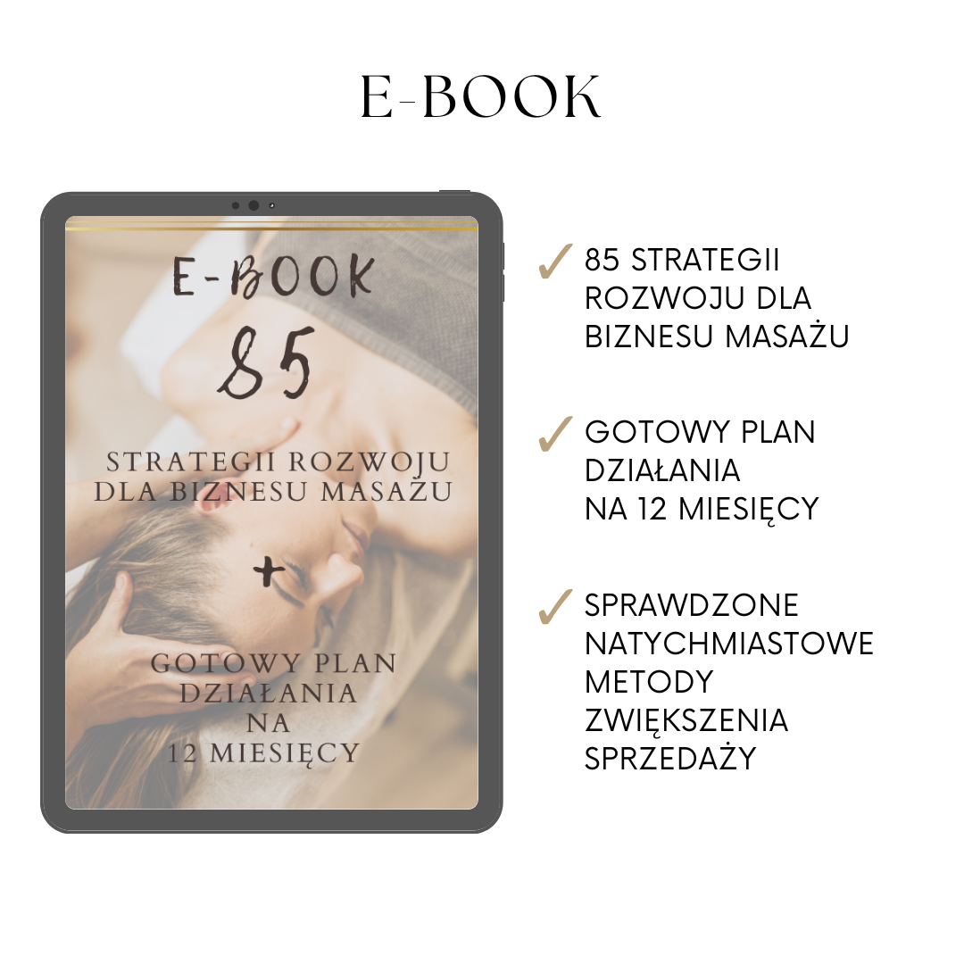 E-book dla masażystów – 85 strategii + plan działania na 12 miesięcy