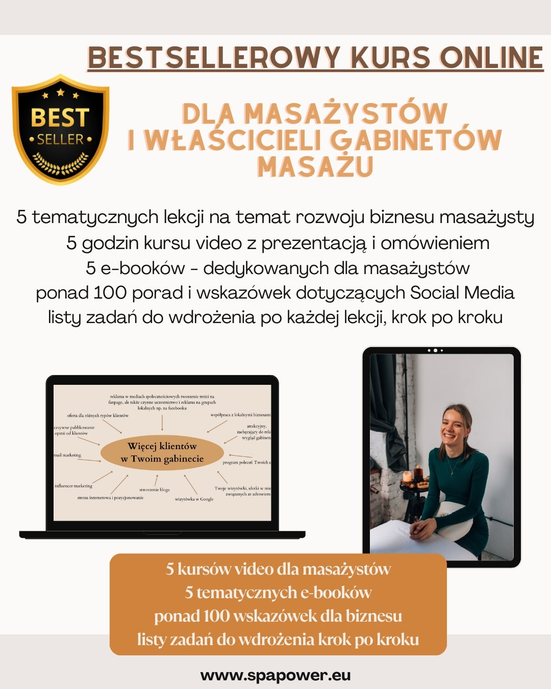 ⭐️ BESTSELLER! ⭐️  Zaawansowany kurs online dla masażystów - promocja gabinetu masażu